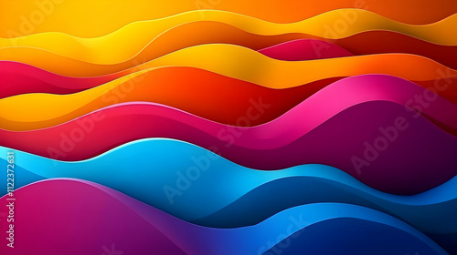 Vibrant Waveforms: Abstract Colorful Design, Dynamic Curves, Seamless Pattern, Vivid Hues