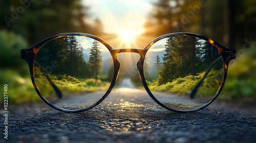 Wallpaper Mural Sunset Road Trip: Glasses Reflecting Scenic Views Torontodigital.ca