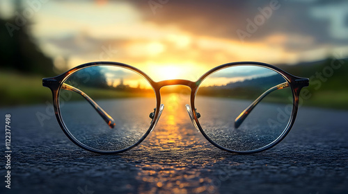 Wallpaper Mural Sunset Glasses Reflect Road Ahead, New Perspectives, Vision, Dreams Torontodigital.ca