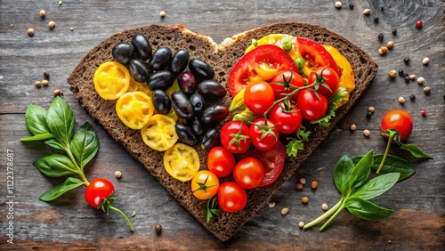 Heart-Shaped German Flag Made of Delicious Ingredients Representing German Cuisine, Perfect for Celebrating German Festivals and Events with Culinary Delights photo