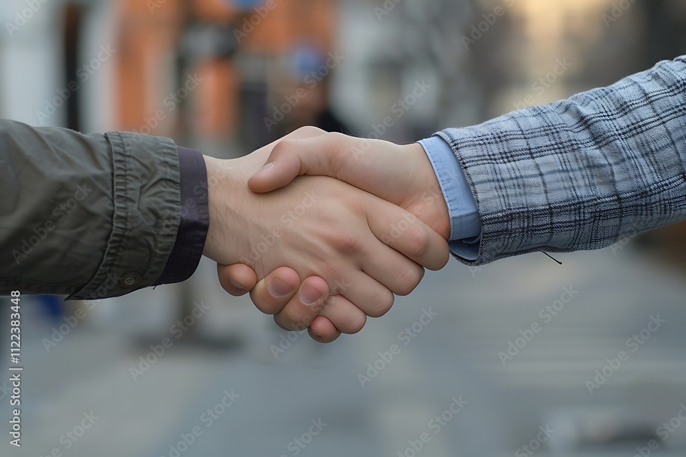 Fototapeta premium Close up of business people shaking hands with each other in office.