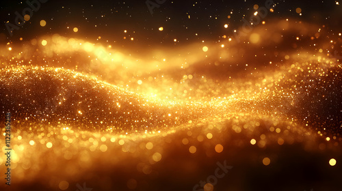 Golden Glitter: Shimmering Particles Flowing Dynamically photo