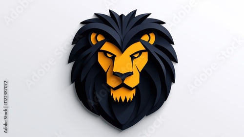 Dynamic lion head logo design graphic art modern environment bold colors creative concept photo