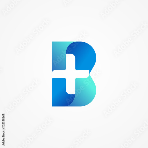 initial Letter B Medical Cross Logo, letter B with medical cross combination, vector illustration