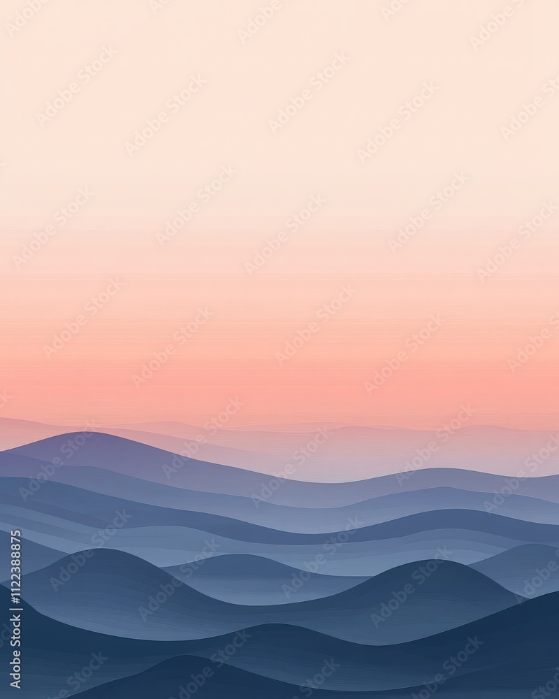 Fototapeta premium Soft Minimalist Waves at Dusk on the Horizon