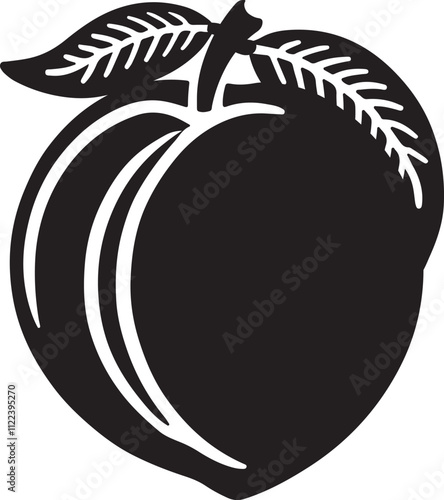 Peach fruit icon silhouette design vector art illustration.
