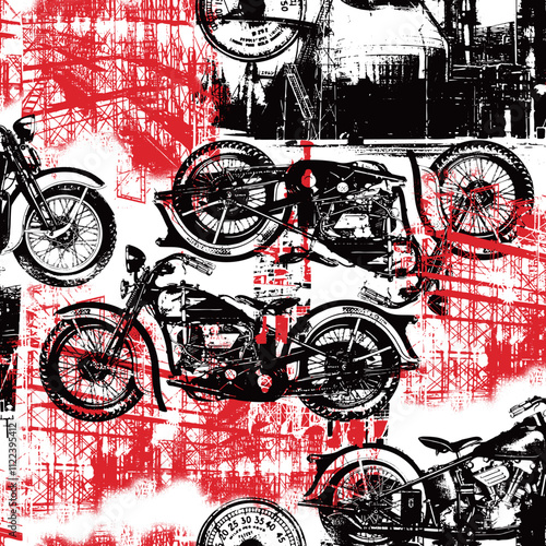 Abstract and striking textured collage pattern,