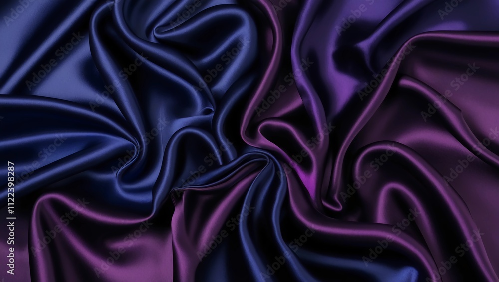Fototapeta premium Luxury silk fabric with wrinkles noisy background in purple and blue shine shade for web designs, background textures, wedding, fashion themes and concepts. 
