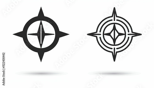 Compass icon in glyph. Navigation compass icon. Navigation symbol in glyph. Compass symbol in black. Stock vector illustration background