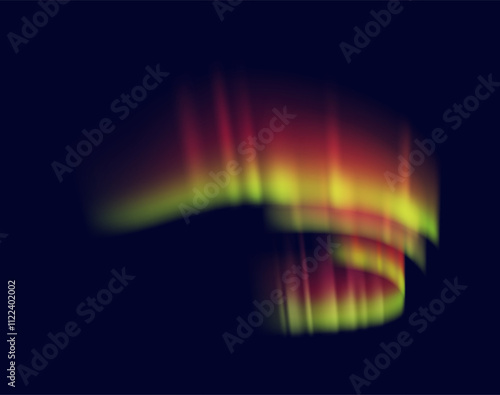 Orange aurora borealis in night sky stunning display realistic vector illustration. Beauty of natures phenomenon 3d object on dark background