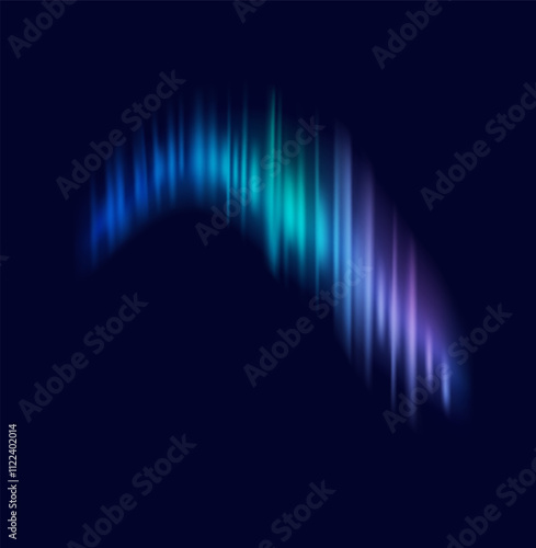 Aurora borealis painting night sky with vibrant hues realistic vector illustration. Breathtaking natural spectacle 3d object on dark background