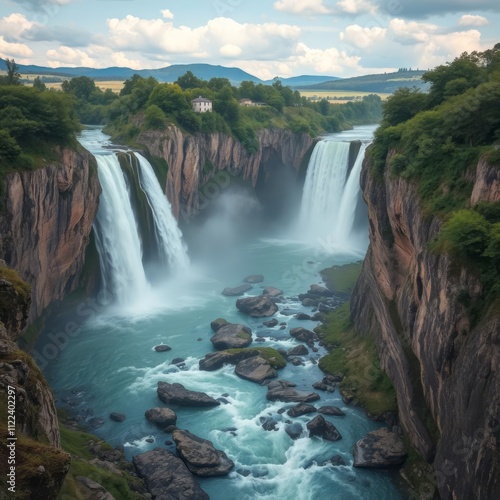 View of the marmore falls terni - italy River landscapes Ultra realistic Photorealistic landscape photographywater travel sky beautiful tourism outdoor photo