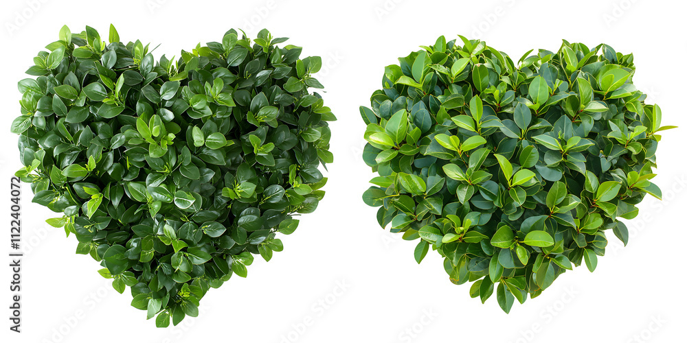 Naklejka premium Green Heart Shape Plant Decor on transparent background