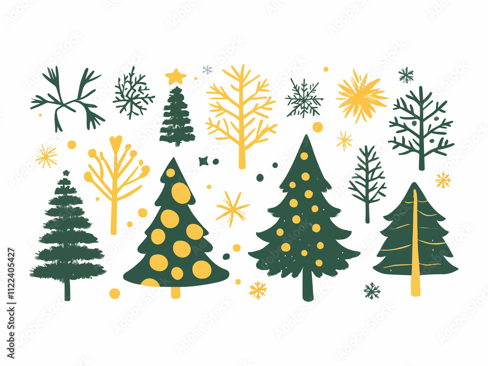 Obraz premium Set of hand drawn Christmas illustrations