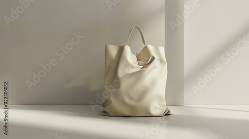 eige Tote Bag Mockup for Fashion and Product Marketing Set Against a Crisp White Background photo