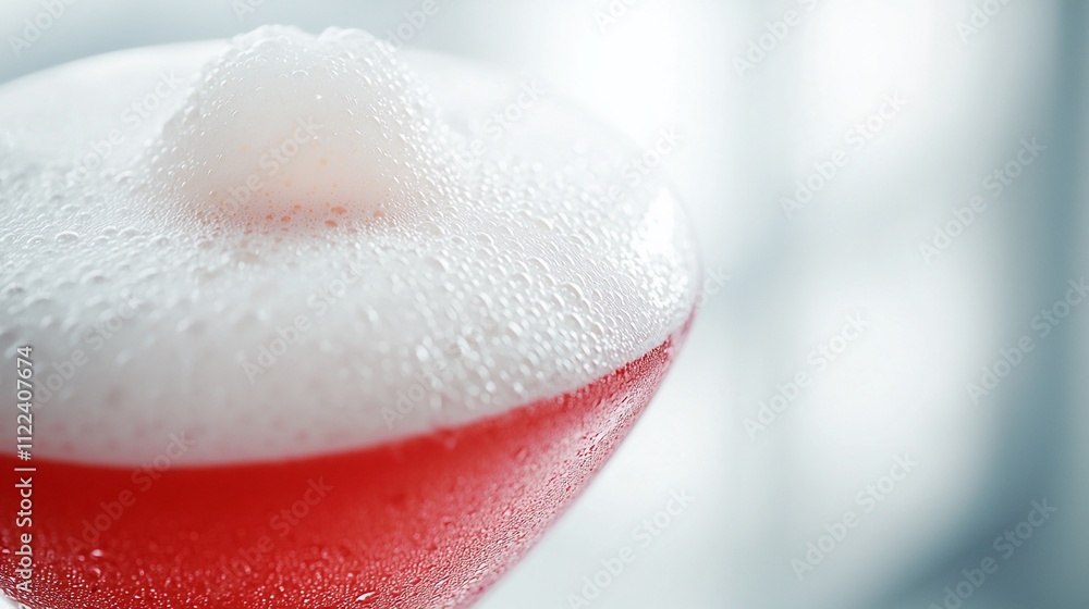 Fototapeta premium Close-up of a pink cocktail with thick foam.