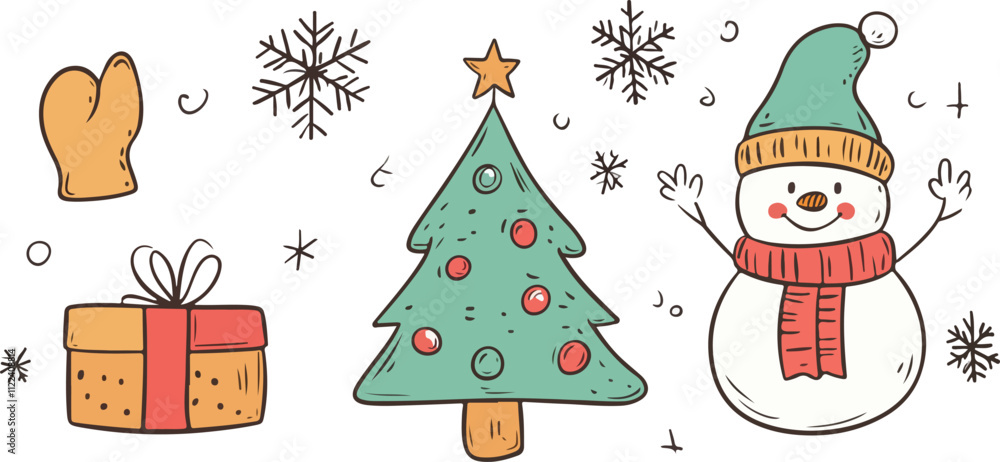 Fototapeta premium Christmas tree collection in flat design