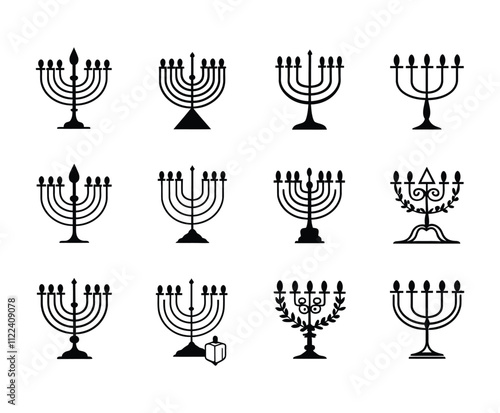 Minimal  And Floral Menorah Silhouette Collection