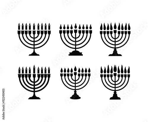 Traditional Menorah Silhouettes EPS Template