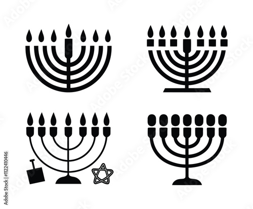 Traditional Vintage Menorah Silhouettes Template