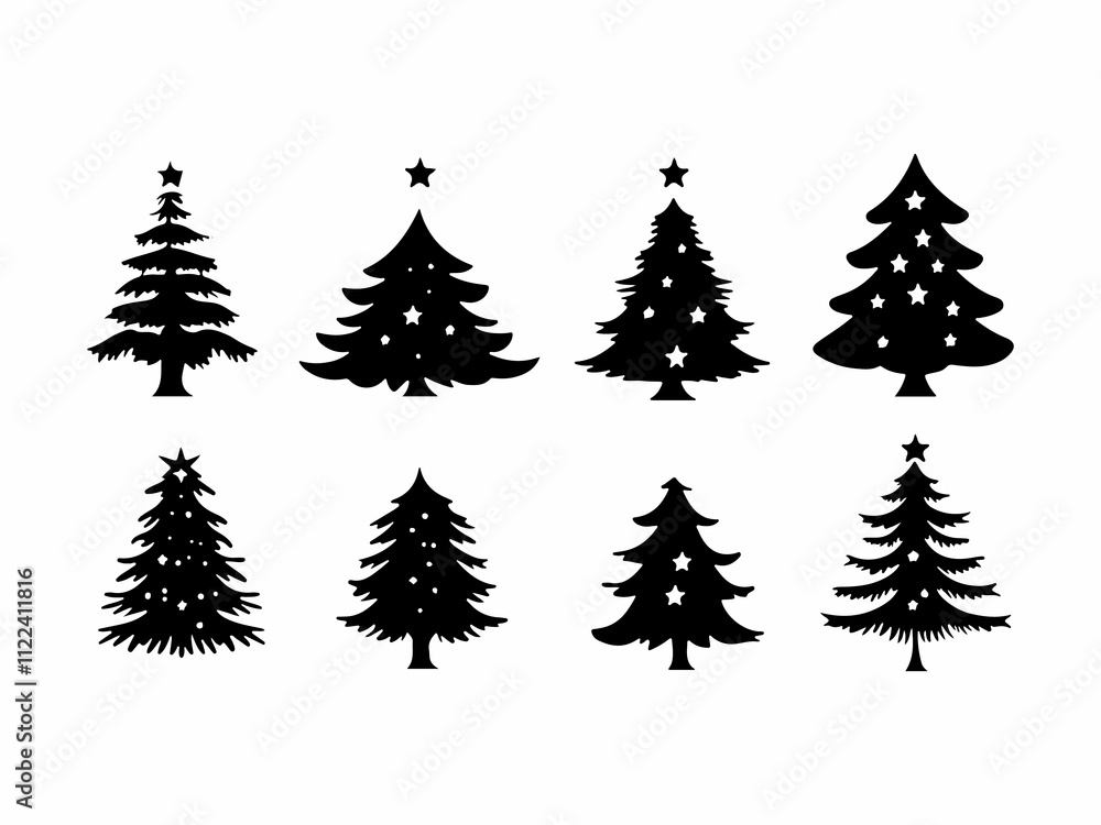 Obraz premium Christmas tree collection in flat design