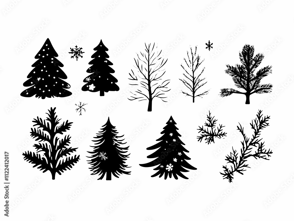 Obraz premium Christmas tree collection in flat design