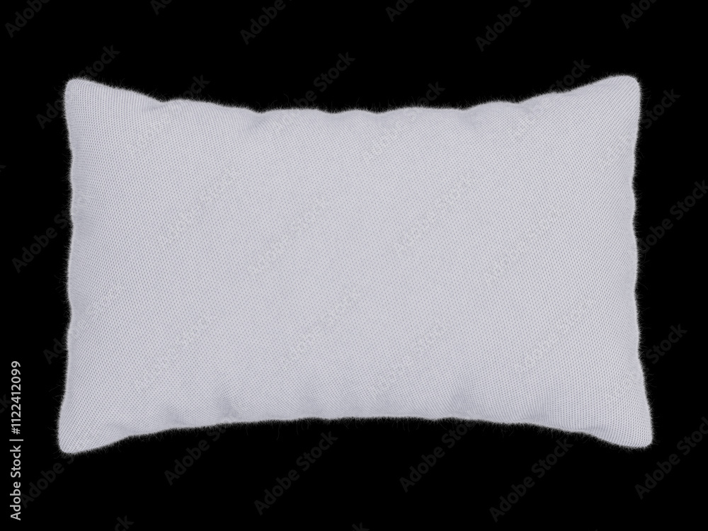 Obraz premium 3d Realistic furry fabric white big pillow isolated black Background 3d illustration