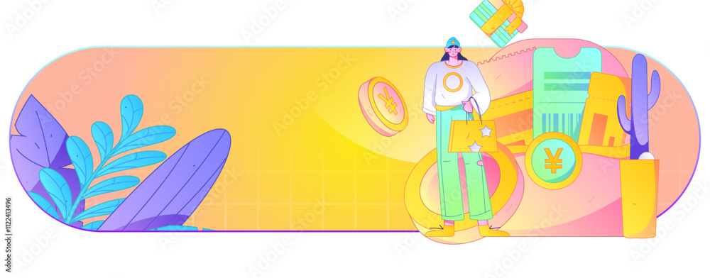 Fototapeta premium Use red envelopes to attract new customers and promote activity. Flat vector character concept illustration 