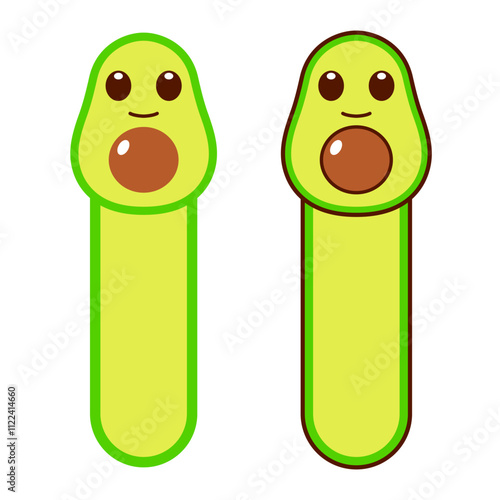 Vector Avocado Bookmark Flat Design Illustration