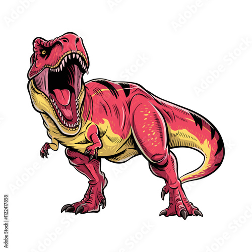 T-Rex Ferocious red dinosaur illustration