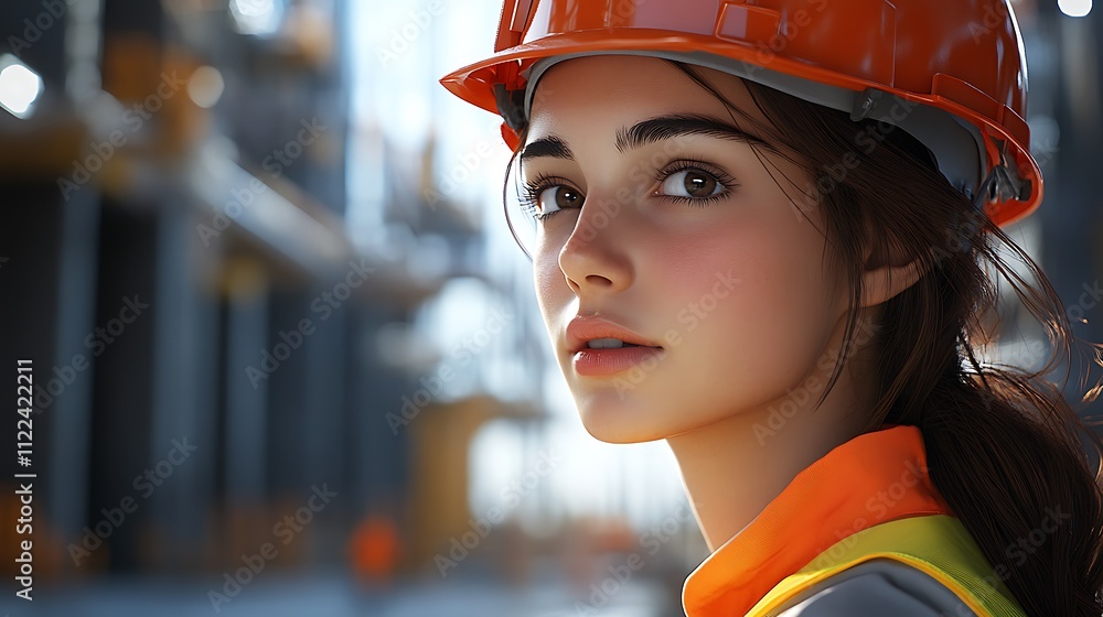 Industrial site portrait empowering close-up of a construction worker Industrial site portrait empowering close-up of a construction worker