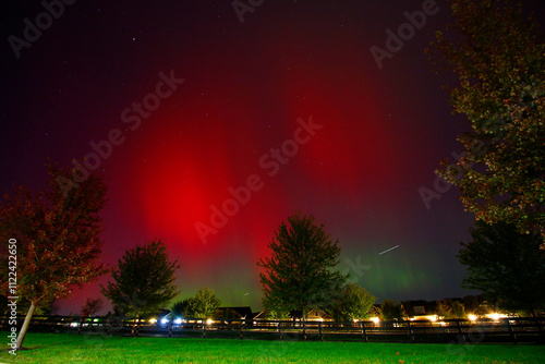 Photography Northern Lights Over a Suburban Neighborhood, Dublin, Ohio, October 10, 2024