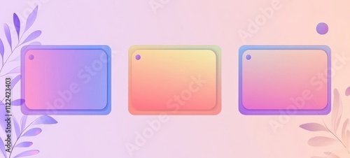 Pastel Gradient Frames with Floral Accents: Elegant Design Elements for Digital Projects