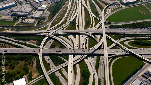 Aerial View Of A Complex Highway Interchange System