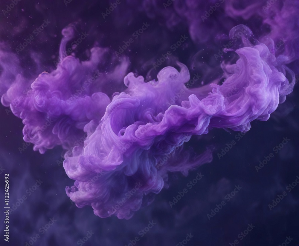 Obraz premium Swirling purple mist on a deep blue violet background, visual effect, abstract, colors