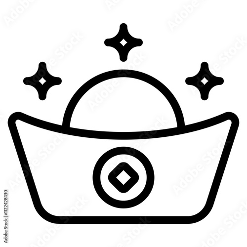 Stylized Treasure Chest Icon with Sparkles