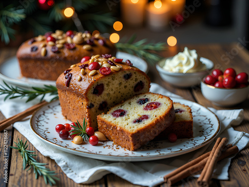 Wallpaper Mural Deliciously festive cranberry almond cake with seasonal decorations, photography of food styling concept. Torontodigital.ca