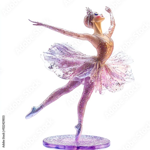 Elegant ballerina figurine in graceful pose on vibrant display stand.