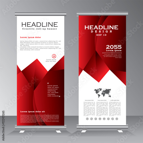 Business roll up banner modern design template, Abstrct vertical banner for business, flyer, infographics, modern x-banner and banner advertising, vector illustration