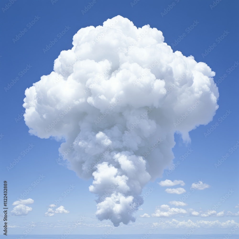 Naklejka premium Large cumulus cloud against a clear blue sky.
