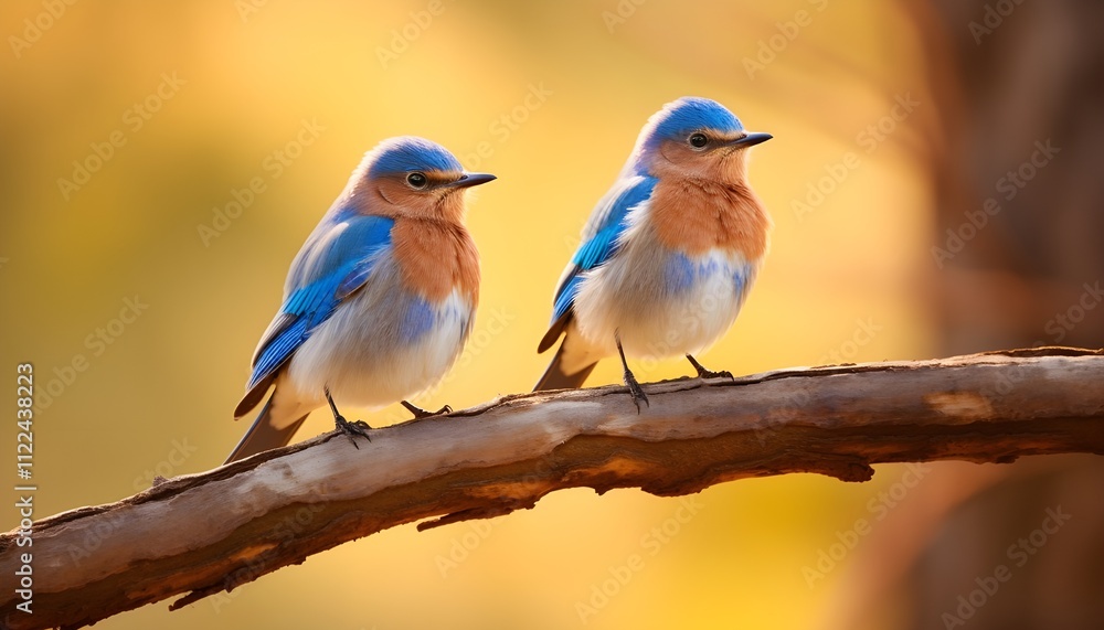 Obraz premium Two birds sit on a tree.