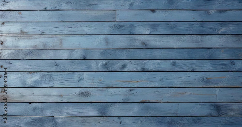 Obraz premium Blue washed out plank wall with scratches and uneven paint, blue wash, scratched surface, weathered appearance