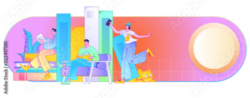 Education and learning people flat vector concept hand drawn illustration
