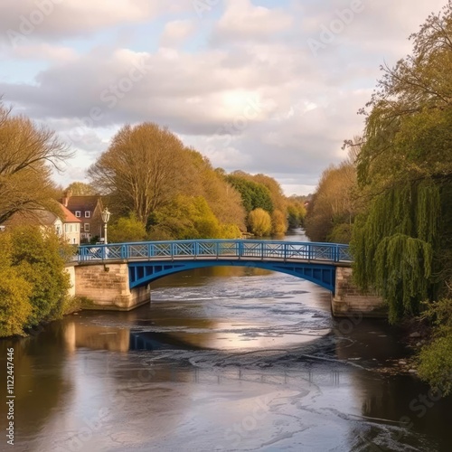 The blue bridge over the river stour at blandford forum in dorset River landscapes Ultra realistic Photorealistic landscape photographywater travel sky beautiful tourism outdoor photo