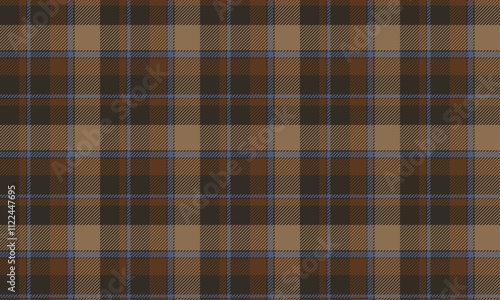 Plaid, brown, cream, blue, autumn seamless pattern for textiles, and for designing clothes, skirts or decorations. Vector illustration.