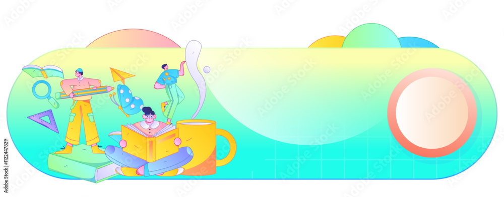 Naklejka premium Education and learning people flat vector concept hand drawn illustration 