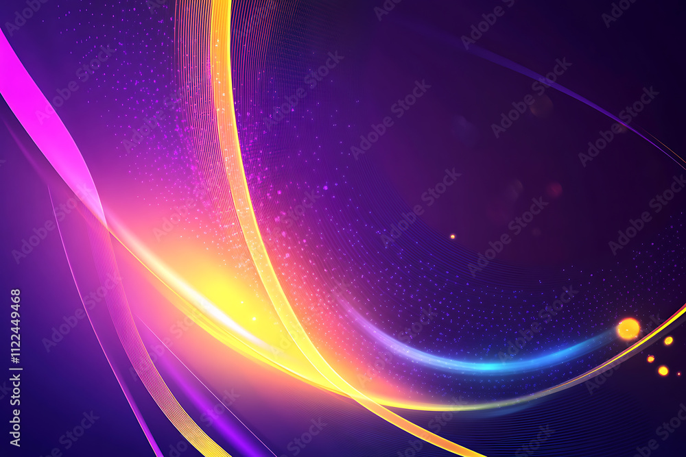 Obraz premium Abstract Swirling Neon Lights Purple Yellow Design Background Wallpaper