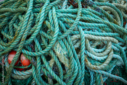 Billede på lærred tangled discarded fishing nets
