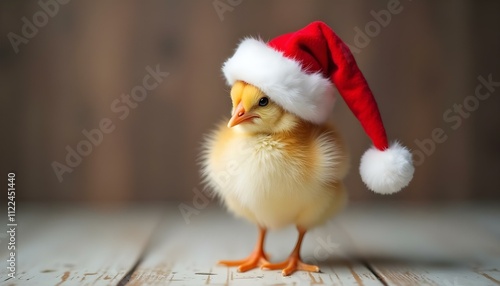 Chick with Santa Claus Hat