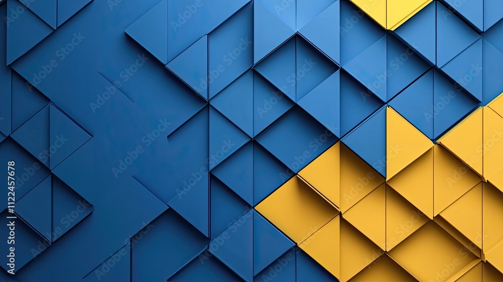 Fototapeta premium Abstract Blue and Gold Triangle Pattern